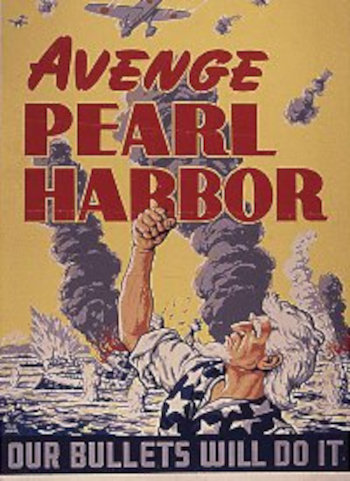 Amerikaanse propagandaposter over de aanval op Pearl Harbor