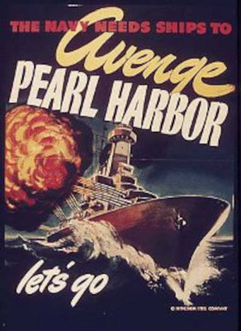 Amerikaanse propagandaposter over de aanval op Pearl Harbor